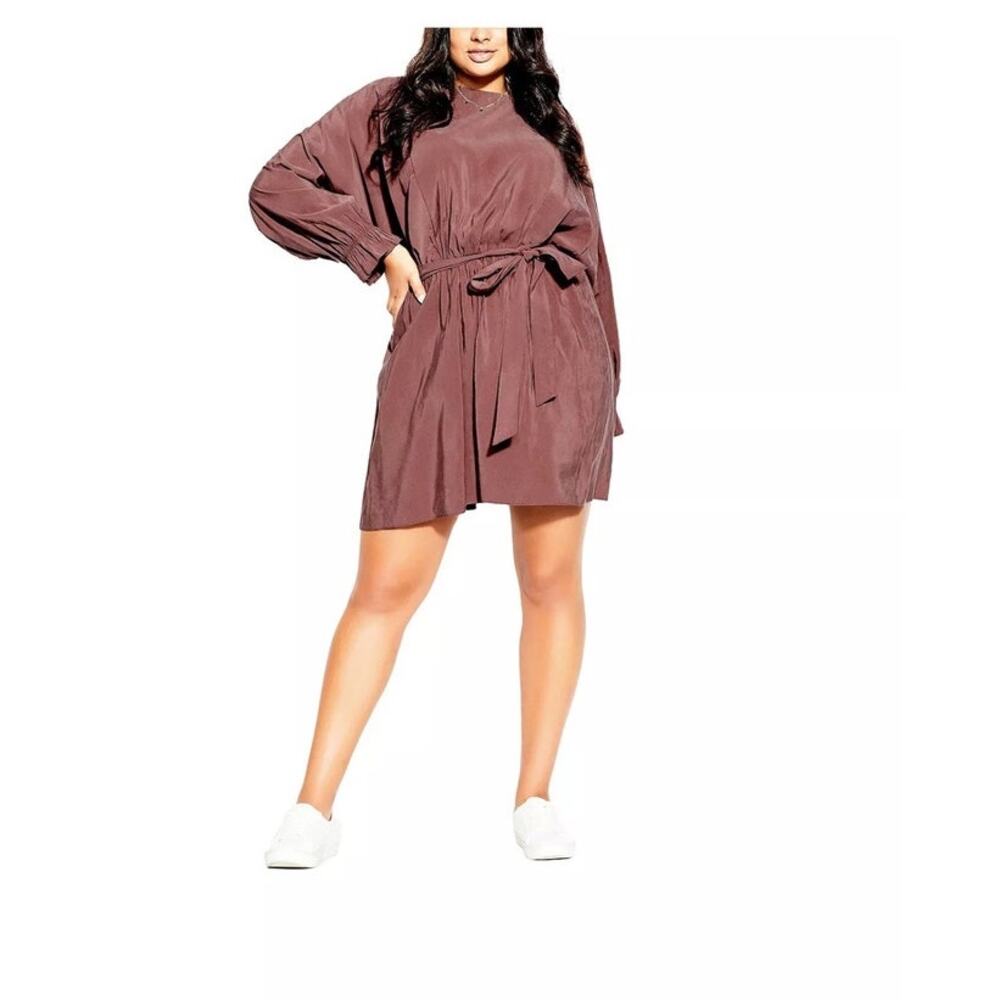 City Chic Romanticize Tunic Dress  - Amaretto L/20 Casual Preppy Boho